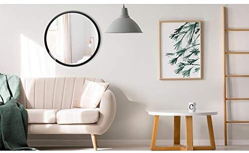 22 Inch Matte Black Hanging Wall Mirror Classic - Diamond Home USA