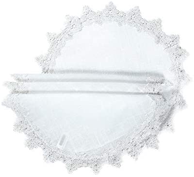 Victorian Lace Trim Round Placemats 16 Inch Set 4 White