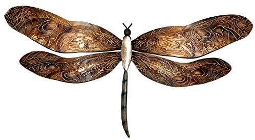 Handmade Earthtoned Dragonfly Metal Art Brown Hand Painted Iron - Diamond Home USA