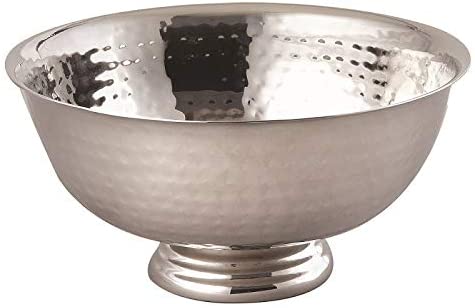6 25" Hammered Revere Bowl Silver Stainless Steel 1