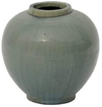 MISC Small Ceramic Shaped Pot 9 Inch Tall Vintage Green