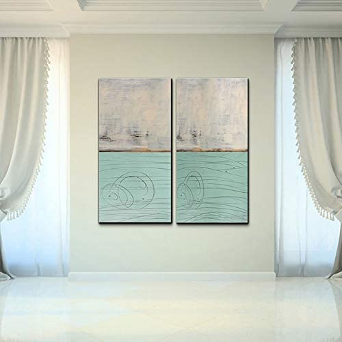 Abstract Spa' 2 pc Canvas Wall Art Set Green Modern