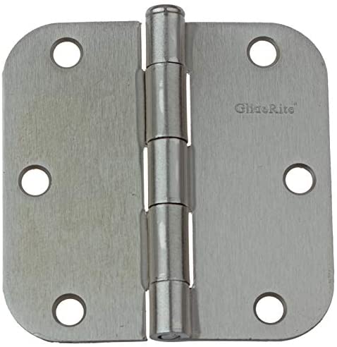 3 5" x 5/8" Radius Satin Nickel Door Hinges (Pack 12)
