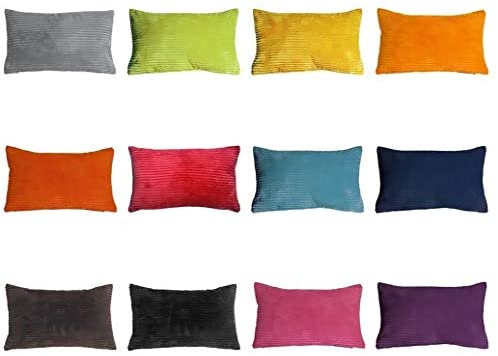 Wide Corduroy 22x22 Yellow Throw Pillow Stripe Modern Contemporary Polyester Single Removable Cover