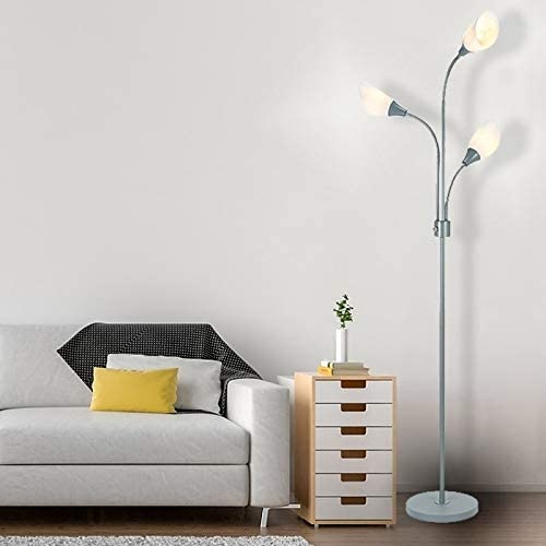 3 Light Adjustable Head Floor Lamp Silver Modern Contemporary - Diamond Home USA
