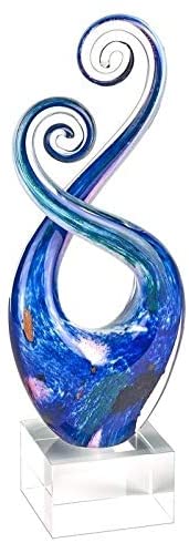 Art Glass Swirl Centerpiece Crystal Base 10" Color