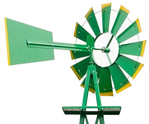 8ft Weather Resistant Yard Garden Windmill Green Metal - Diamond Home USA