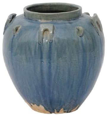 Ceramic Round Pot Six Loop 9 Inch Tall Antique