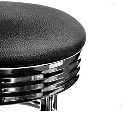 Chrome Swivel Bar Stools (Set 2) Black Transitional Plastic Steel 2 Piece