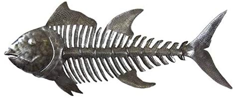 Bone Fish Recycled Metal Wall Art (Haiti) Grey Bohemian