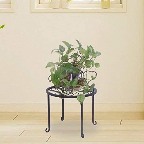 Metal Flower Pot Plant Stand Shelf Set 4 Home Decor Black Country Round - Diamond Home USA