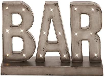 Metal Led Bar Sign Black Grey Acacia