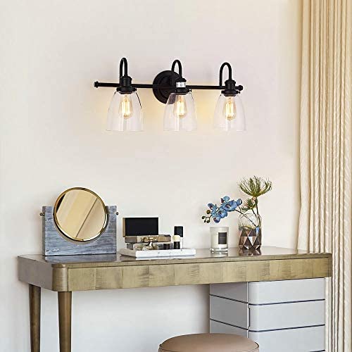 Matte Black 3 Light Cone Glass Shade Wall Sconce Modern