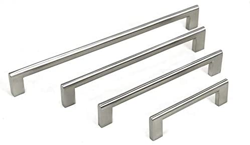 Contemporary 10 625 inch Key Shape Stainless Steel Finish Cabinet Bar Pull Handles (Set 4) Silver Brushed - Diamond Home USA