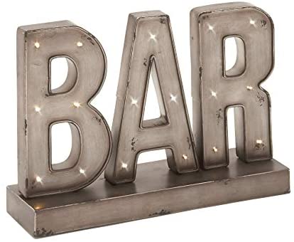 Metal Led Bar Sign Black Grey Acacia