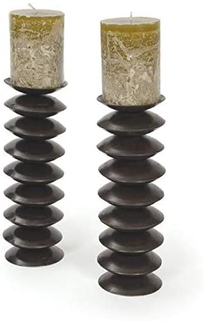 Stacked Disk Candlesticks Black Classic