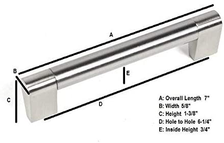Contemporary 7 inch Sub Zero Stainless Steel Finish Cabinet Bar Pull Handle (Case 15) Grey Nickel