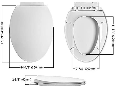 MISC Slow Close Elongated Toilet Seat Cover Easy Install Clean Quiet White Plastic