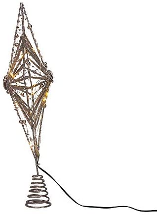 15 5 inch 30 Light Fairy Light Silver Star Treetop 15 5" - Diamond Home USA