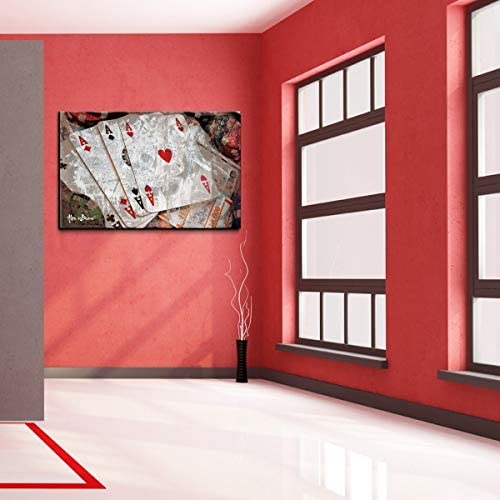 Poker Ii' Canvas Wall Art Brown Modern Contemporary Rectangle - Diamond Home USA