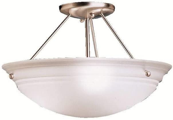 3 Light Brushed Nickel emi Flush Mount Transitional Glass