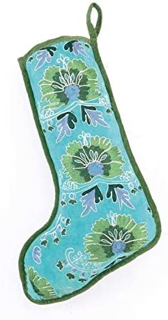 Holiday House Blue Spruce Flower Velvet Stocking by