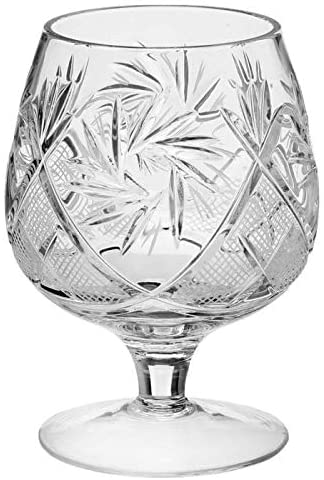 High end Mill Crystal Cut Cognac/Glass (Set 6) Clear Handmade - Diamond Home USA