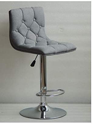 Adjustable Height Swivel Barstool (Set 2) Grey Mid Century Modern Fabric Metal Chrome Finish - Diamond Home USA