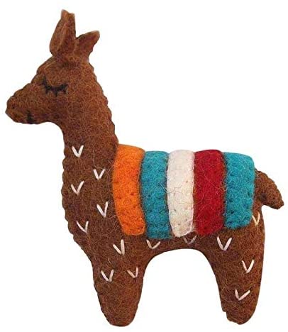 Handmade Brown Llama Keychain (Nepal) Wool
