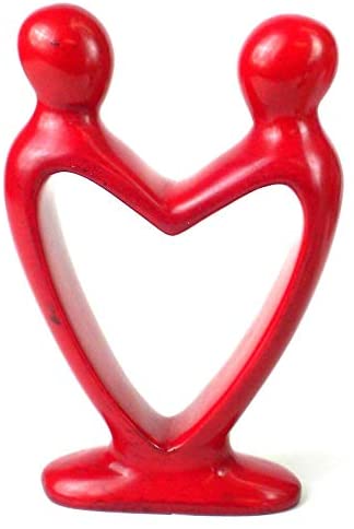 Handmade 8 inch Red Soapstone Lover's Heart Sculpture (Kenya) - Diamond Home USA