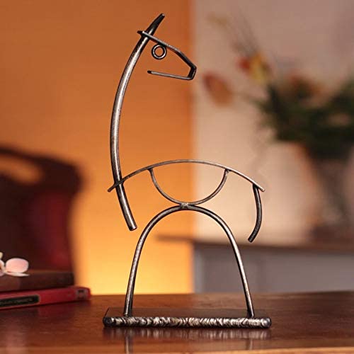 Handmade Steel 'Andean Llama' Sculpture (Peru) 7"x14" Black Brown Culture Floral - Diamond Home USA