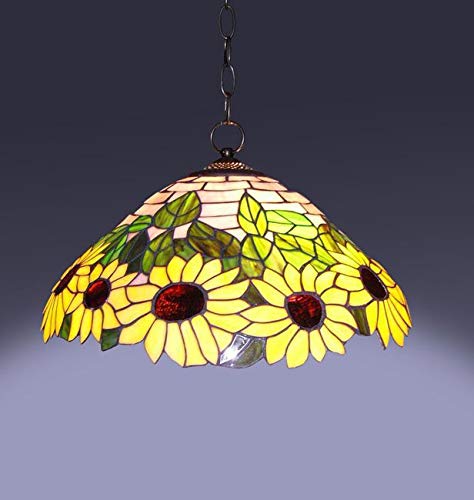 Sunflower Stained Glass Overhead Lamp Yellow Orange Sun