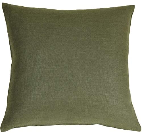 Tuscany Linen Fig Green 17x17 Throw Pillow Solid Color
