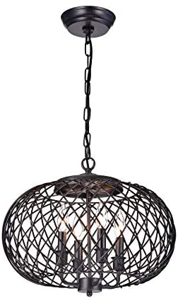 4 Light Candle Globe Chandelier Brown Modern Contemporary Metal Dimmable - Diamond Home USA