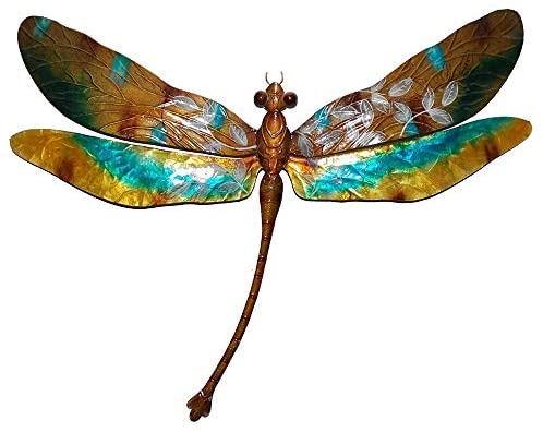 Handmade Gold Aqua Dragonfly Wall Decor (Philippines) 16 X 1
