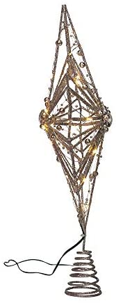 15 5 inch 30 Light Fairy Light Silver Star Treetop 15 5" - Diamond Home USA