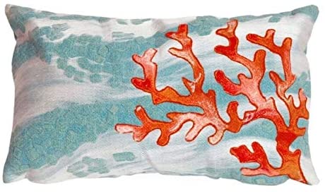 Tempest Coral Pillow (12 X 20) Blue Nature Modern