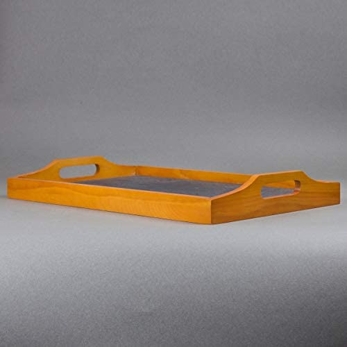 Pine Wood Serving Tray W/Slate Insert Brown Traditional Rectangle Slate 1 Piece - Diamond Home USA