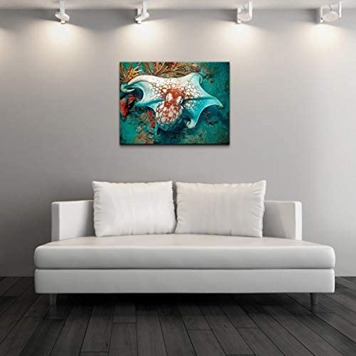 Photographic Canvas Wall Art Blue Orange White Modern Contemporary Nautical Coastal Rectangle Handmade Includes Hardware - Diamond Home USA