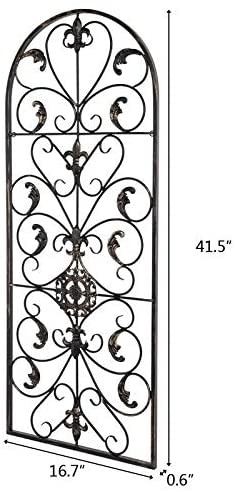 41 5" Retro Decorative Arch Wall Art Victorian Iron Ornament Vintage Holiday Decorations Christmas Brown Mid Century Modern Metal