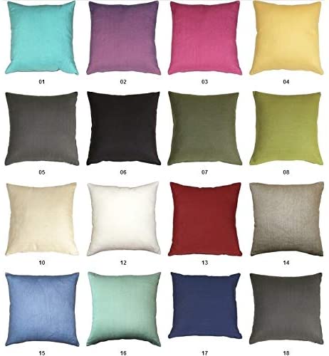 Tuscany Linen Fig Green 17x17 Throw Pillow Solid Color Modern Contemporary Single Removable Cover - Diamond Home USA