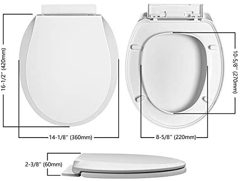 MISC High Plastic Round Front Toilet Seat Quick Install Easy Clean White
