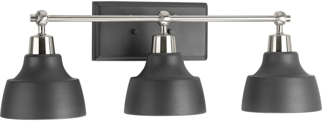 3 Light Brushed Nickel Bath Light Grey Industrial Steel