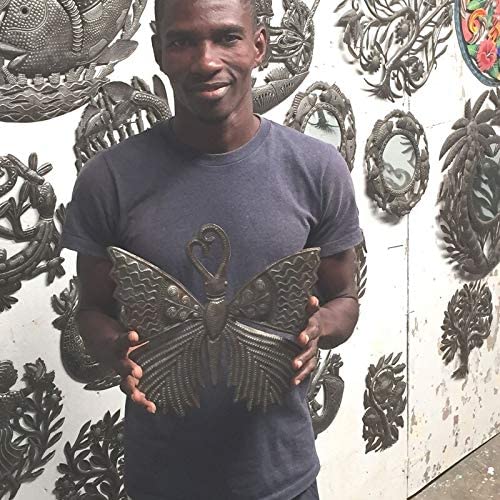 Handmade Dancing Tree Life Wall Art (Haiti) Grey Bohemian Eclectic Shabby Chic Metal Steel - Diamond Home USA