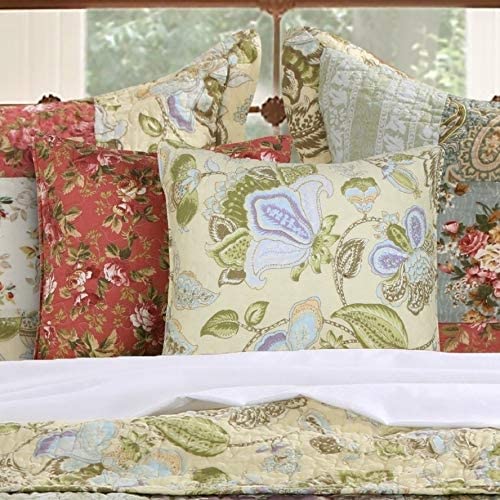 Blooming Prairie Pillow Set (Set 2 Pillows) Gold Green Floral Farmhouse Traditional Cotton Removable Cover - Diamond Home USA