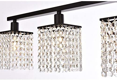 5 Light Bath Sconce Clear Crystals Mid Century Modern Crystal Iron Black Dimmable - Diamond Home USA