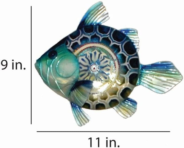Handmade Blue Fish (Philippines) Hand Painted Art Iron Metal - Diamond Home USA