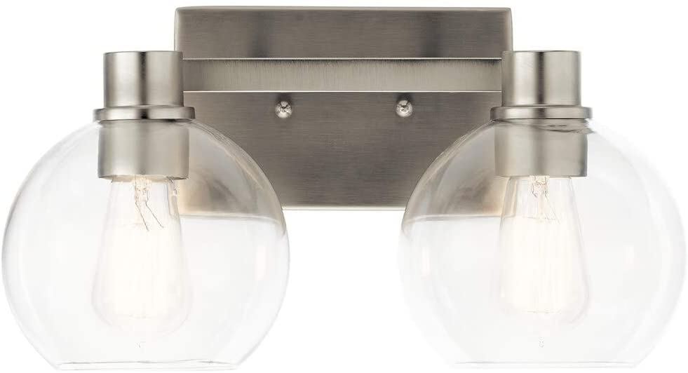 Brushed Nickel 2 Light Vanity Nickel Transitional Glass Steel - Diamond Home USA