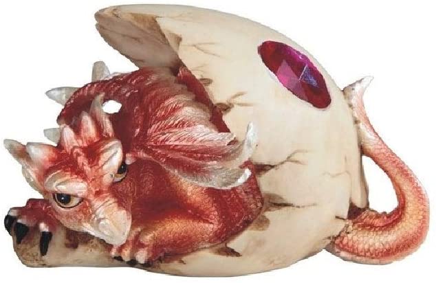 5" w Fantasy July Birthstone Red Dragon Baby Egg Figurine