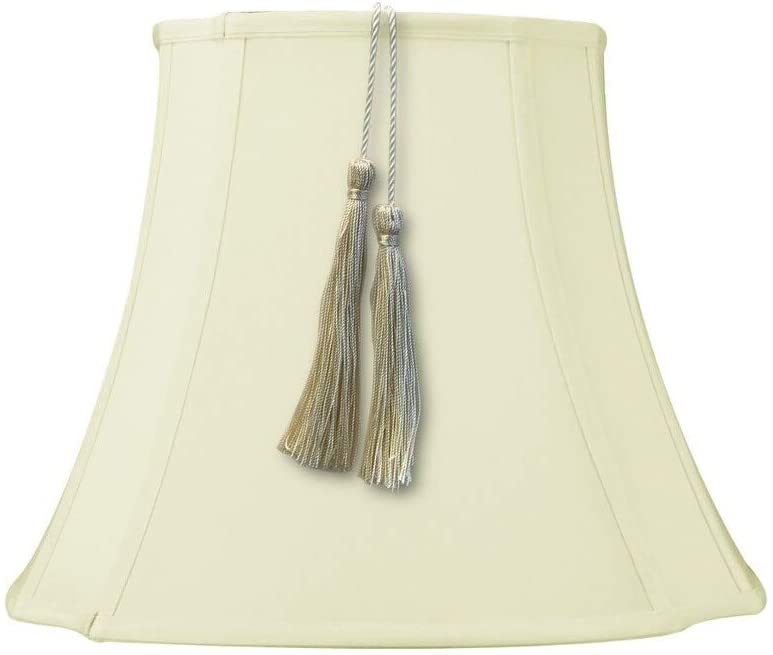 7x12x12 French Oval Piped Tassel Lampshade Eggshell Shantung